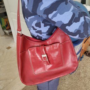 Red, leather, Kenneth Cole (Reaction shoulder bag)